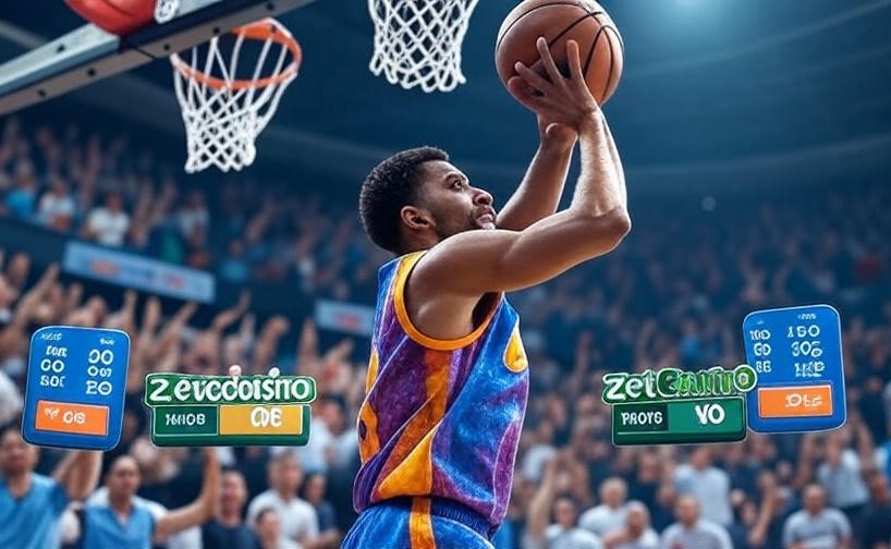 basketball game in action