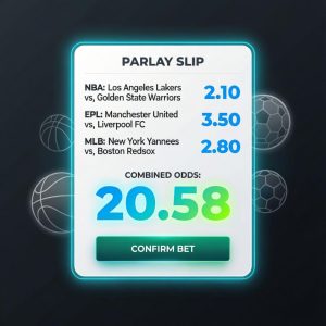 A digital sports betting slip showing multiple parlay selections